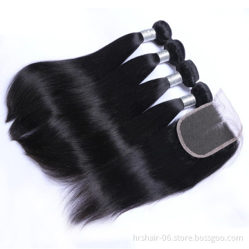 Straight Brazilian Hair Bundle With Closure,Virgin Human Hair Bundles With Closure, Human Hair Weave Bundle With Closure